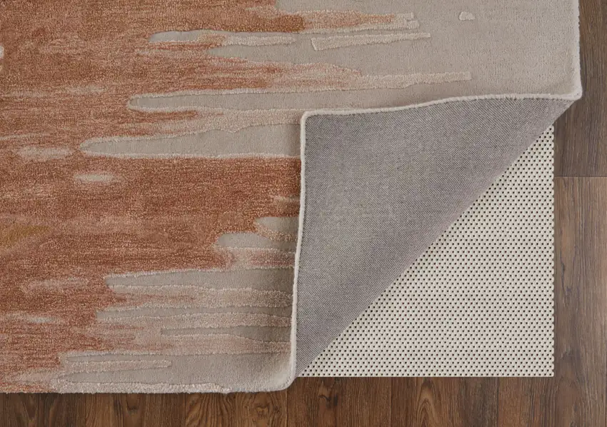 Tan Brown and Orange Abstract Hand Tufted Area Rug Photo 8