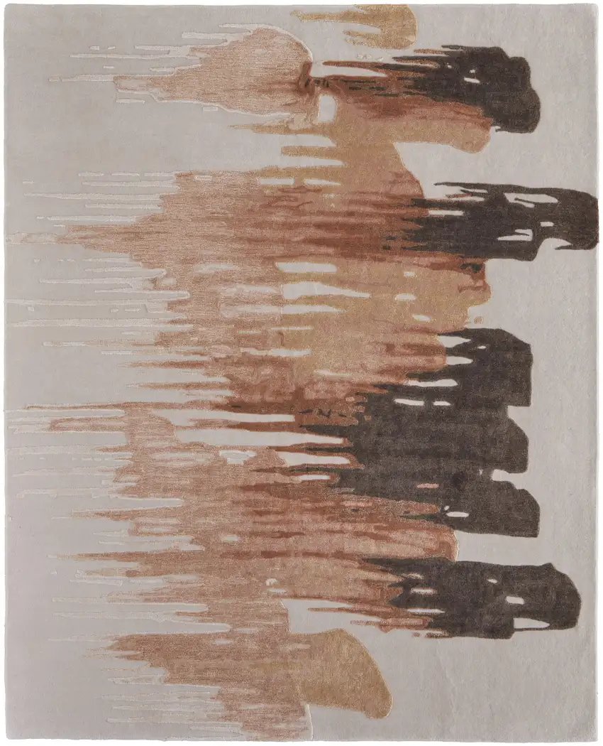 Tan Brown and Orange Abstract Hand Tufted Area Rug Photo 4
