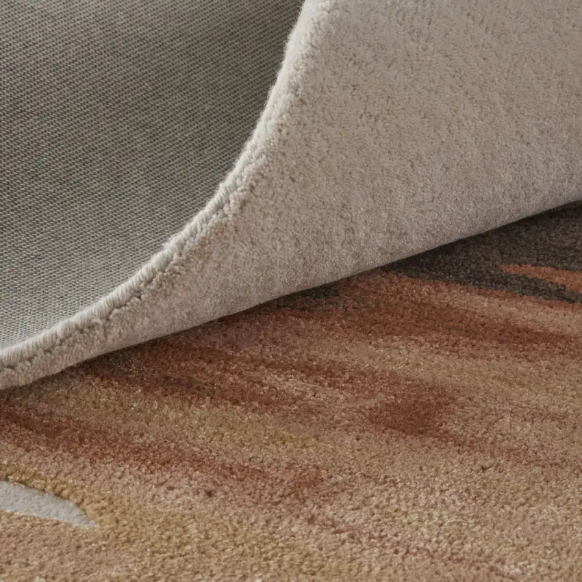 Tan Brown and Orange Abstract Hand Tufted Area Rug Photo 4