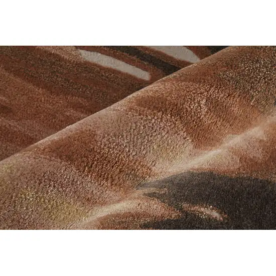Tan Brown and Orange Abstract Hand Tufted Area Rug Photo 9