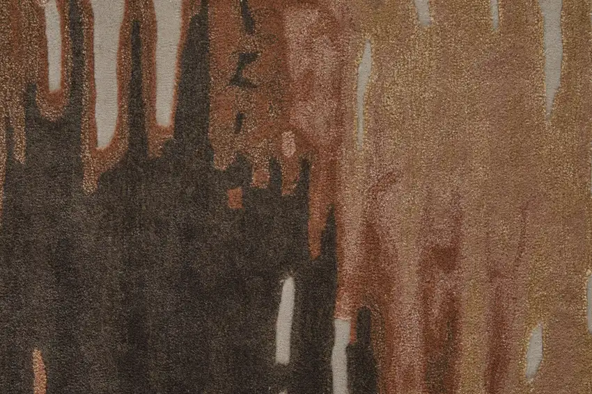 Tan Brown and Orange Abstract Hand Tufted Area Rug Photo 8