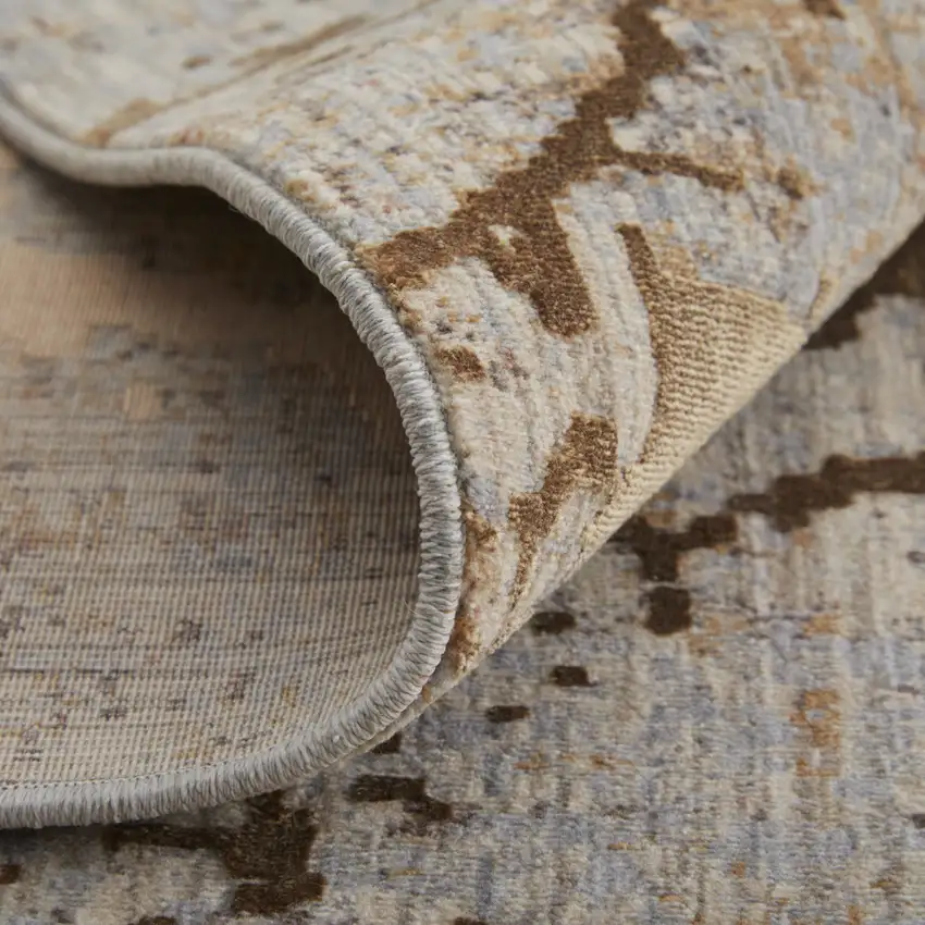 Tan Brown and Taupe Abstract Power Loom Area Rug Photo 5