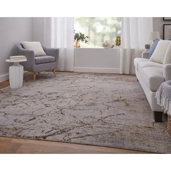 Tan Brown and Taupe Abstract Power Loom Area Rug Photo 9