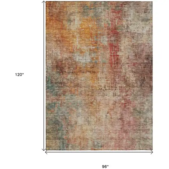 Tan Copper And Terra Cotta Abstract Washable Indoor Outdoor Area Rug Photo 3