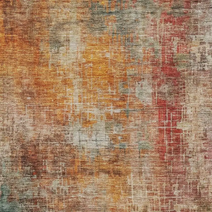 Tan Copper And Terra Cotta Abstract Washable Indoor Outdoor Area Rug Photo 6