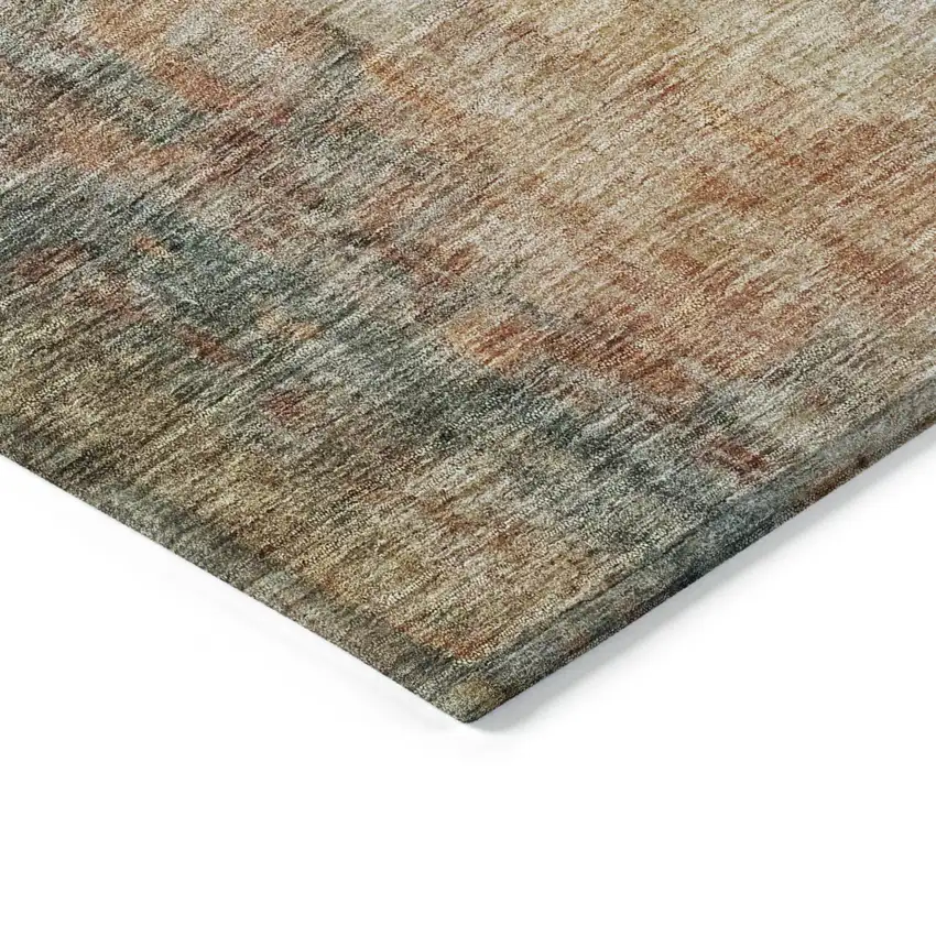 Tan Copper And Terra Cotta Abstract Washable Indoor Outdoor Area Rug Photo 5