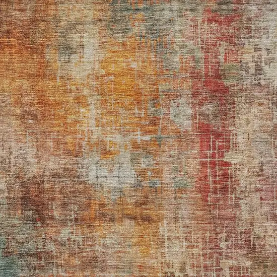 Tan Copper And Terra Cotta Abstract Washable Indoor Outdoor Area Rug Photo 6