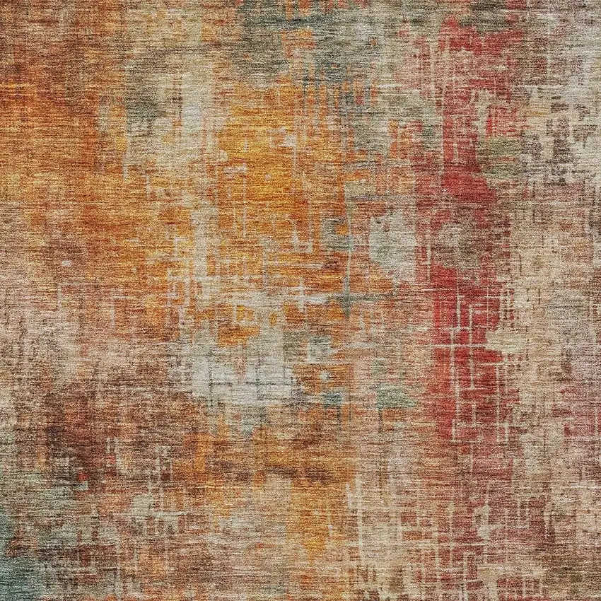 Tan Copper And Terra Cotta Abstract Washable Indoor Outdoor Area Rug Photo 6