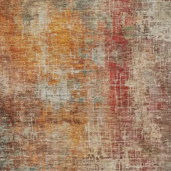 Tan Copper And Terra Cotta Abstract Washable Indoor Outdoor Area Rug Photo 6