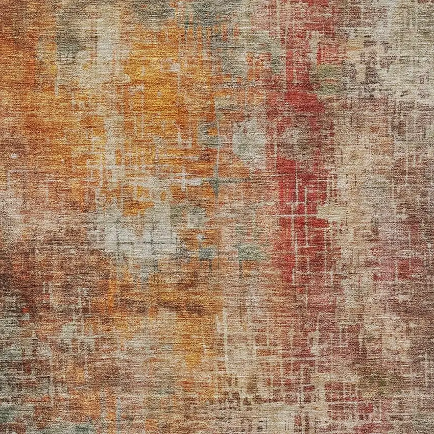 Tan Copper And Terra Cotta Abstract Washable Indoor Outdoor Area Rug Photo 6