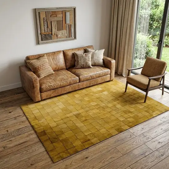 Tan Cowhide Patchwork Area Rug Photo 1