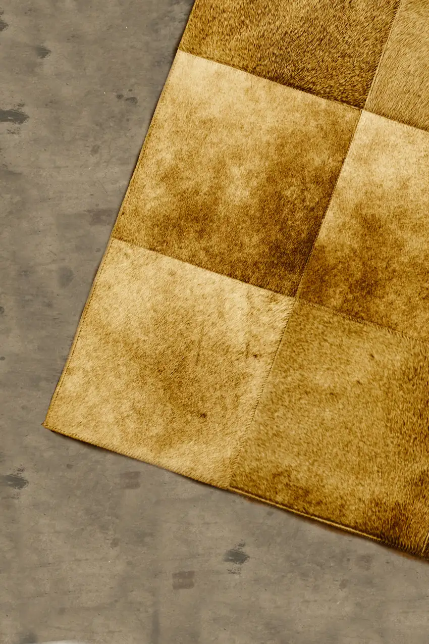 Tan Cowhide Patchwork Area Rug Photo 5