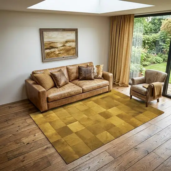 Tan Cowhide Patchwork Area Rug Photo 1