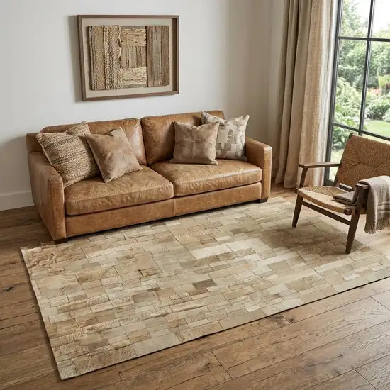 Tan Cowhide Patchwork Area Rug Photo 1