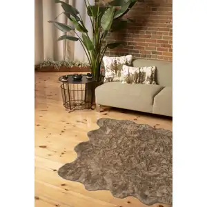 Photo of Tan Faux Fur Washable Non Skid Area Rug