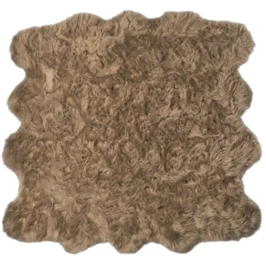 Tan Faux Fur Washable Non Skid Area Rug Photo 2