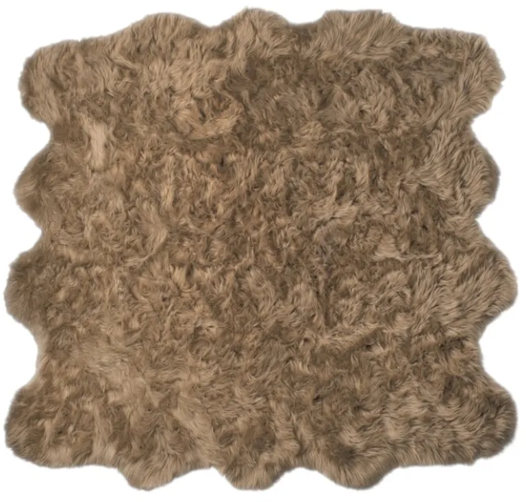 Tan Faux Fur Washable Non Skid Area Rug Photo 5