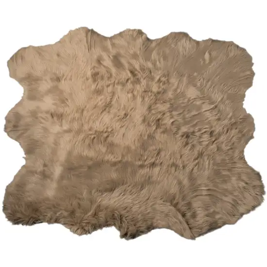 Tan Faux Sheepskin Shag Washable Area Rug Photo 2