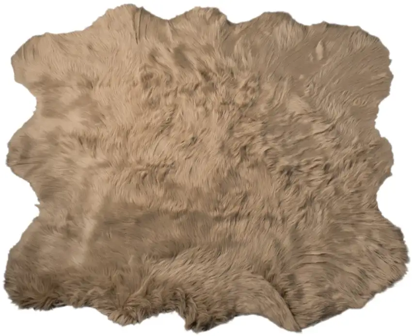 Tan Faux Sheepskin Shag Washable Area Rug Photo 2