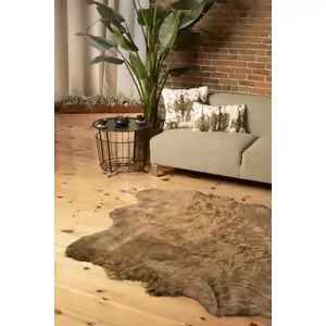 Photo of Tan Faux Sheepskin Non Skid Area Rug
