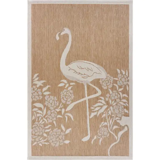 Beige Flamingo Indoor Outdoor Area Rug Photo 4