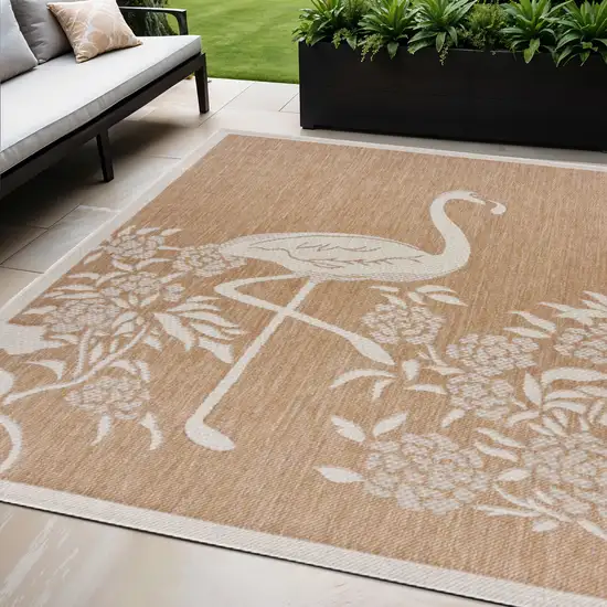 Beige Flamingo Indoor Outdoor Area Rug Photo 2