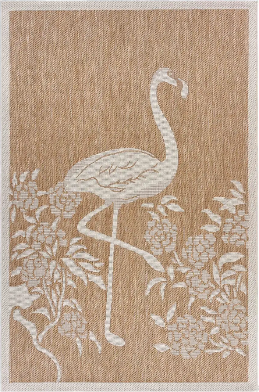 Tan Flamingo Indoor Outdoor Area Rug Photo 1