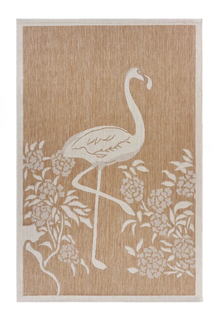 Tan Flamingo Indoor Outdoor Area Rug Photo 3