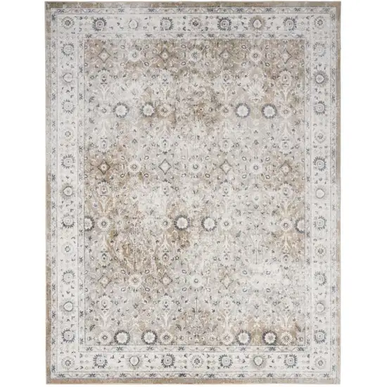 Tan Floral Distressed Area Rug Photo 7