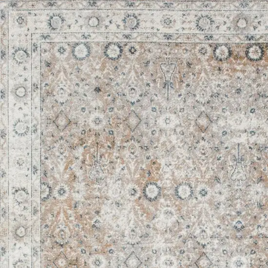 Tan Floral Distressed Area Rug Photo 2