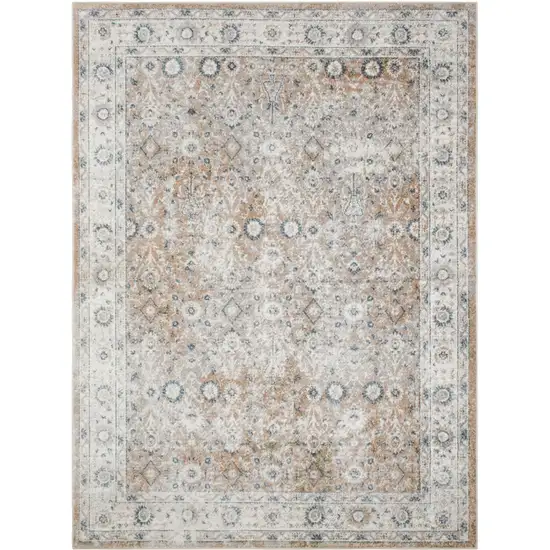 Tan Floral Distressed Area Rug Photo 4