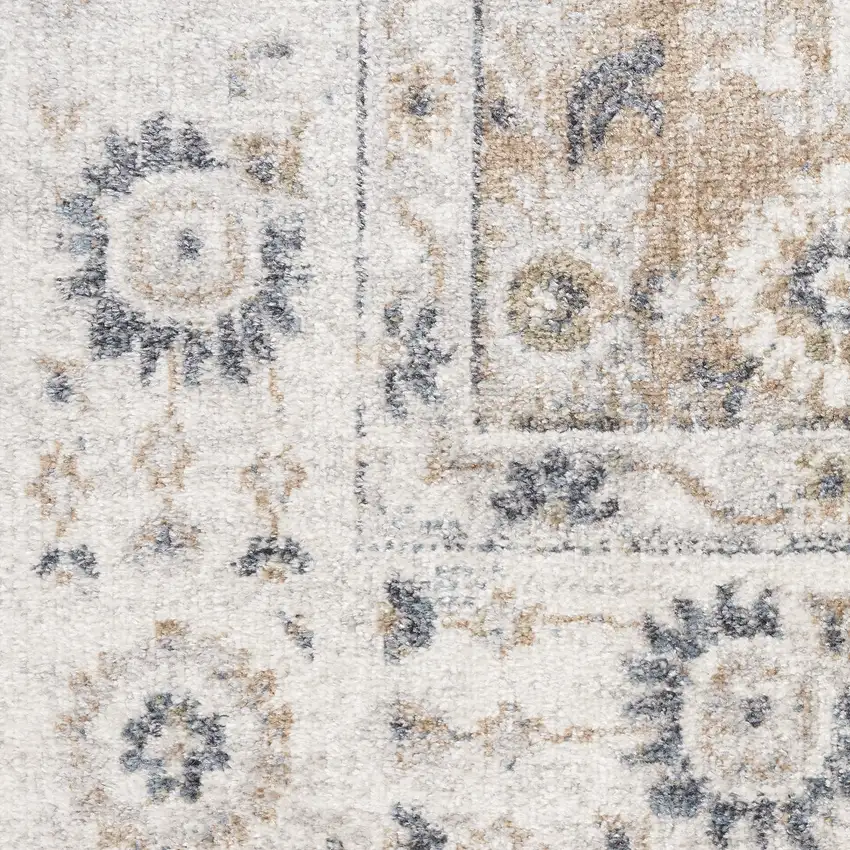 Tan Floral Distressed Area Rug Photo 9
