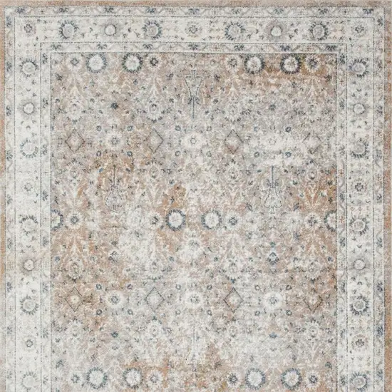 Tan Floral Distressed Area Rug Photo 3
