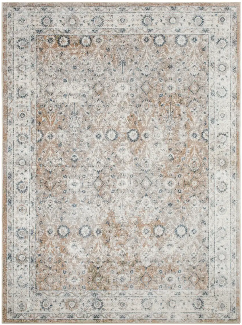 Tan Floral Distressed Area Rug Photo 7