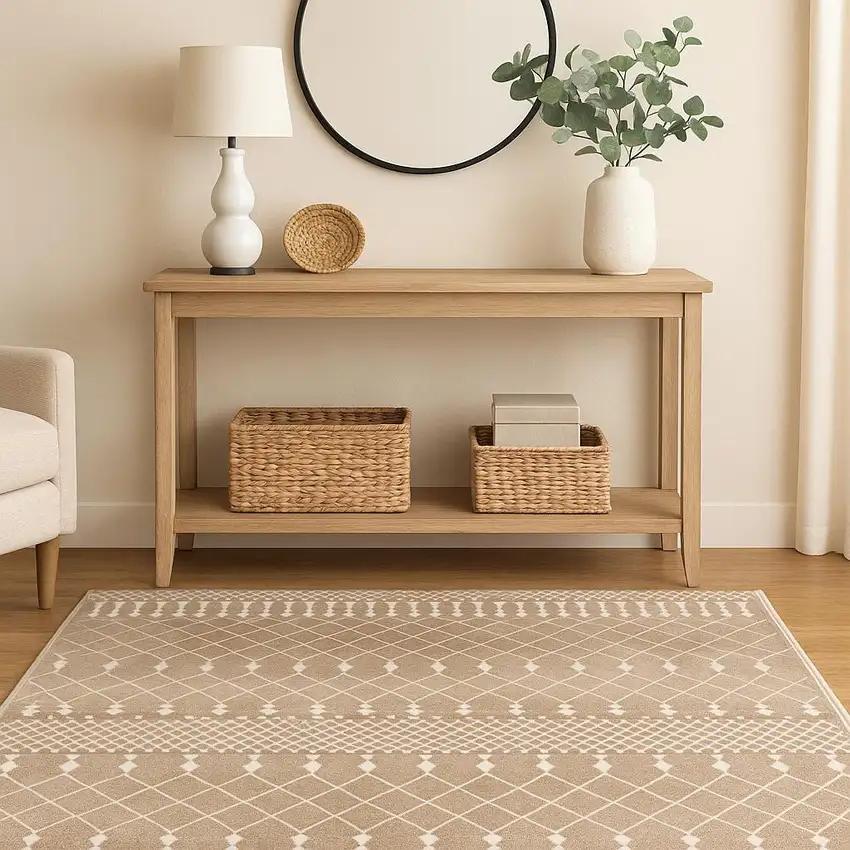 Tan Geometric Area Rug Photo 1