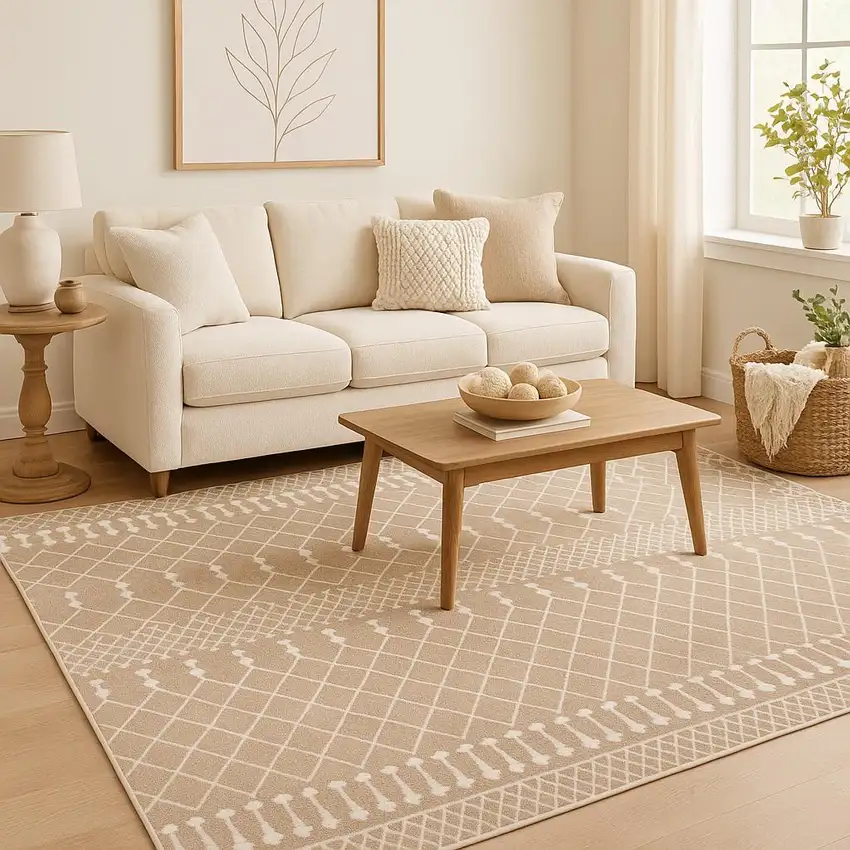 Tan Geometric Area Rug Photo 1