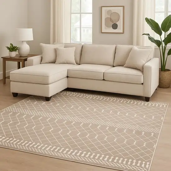 Tan Geometric Area Rug Photo 1