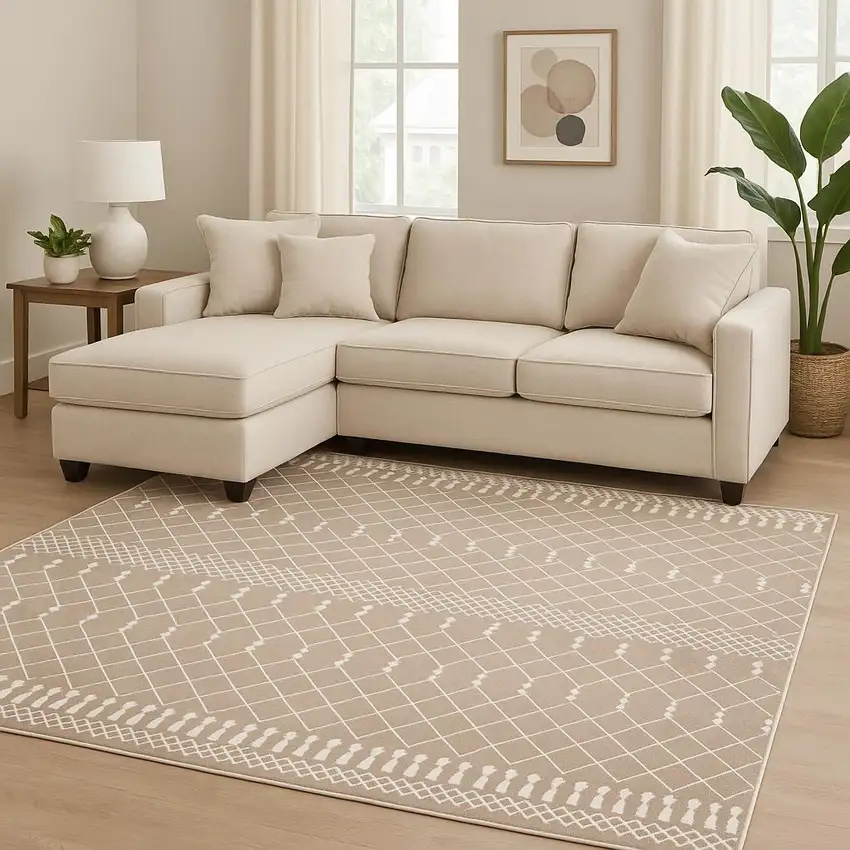 Tan Geometric Area Rug Photo 1