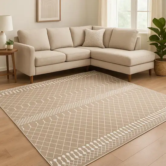 Tan Geometric Area Rug Photo 1