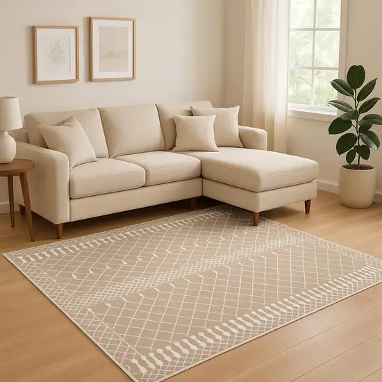 Tan Geometric Area Rug Photo 1