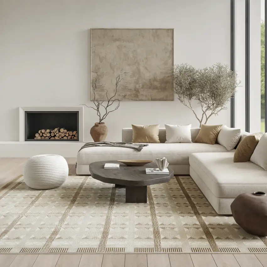 Tan Geometric Area Rug Photo 5