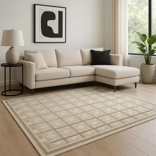 Tan Geometric Area Rug Photo 1