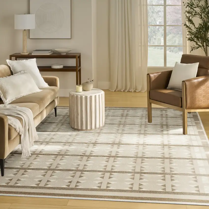 Tan Geometric Area Rug Photo 7