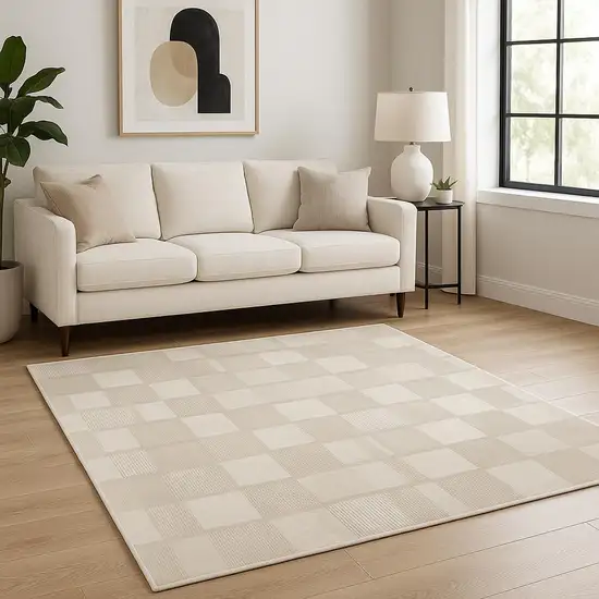 Tan Geometric Area Rug Photo 1