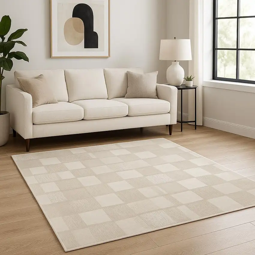 Tan Geometric Area Rug Photo 1