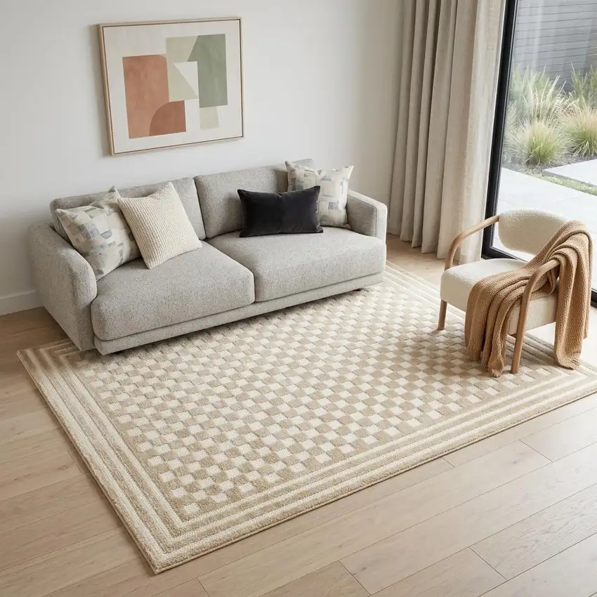Tan Geometric Area Rug Photo 1