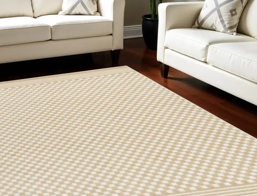 Tan Geometric Area Rug Photo 1