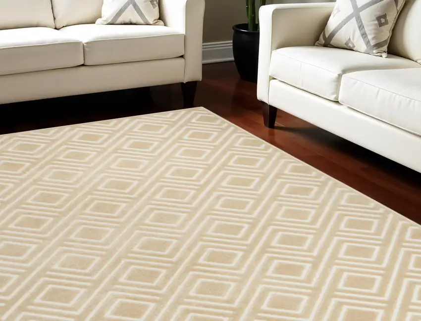 Tan Geometric Area Rug Photo 1