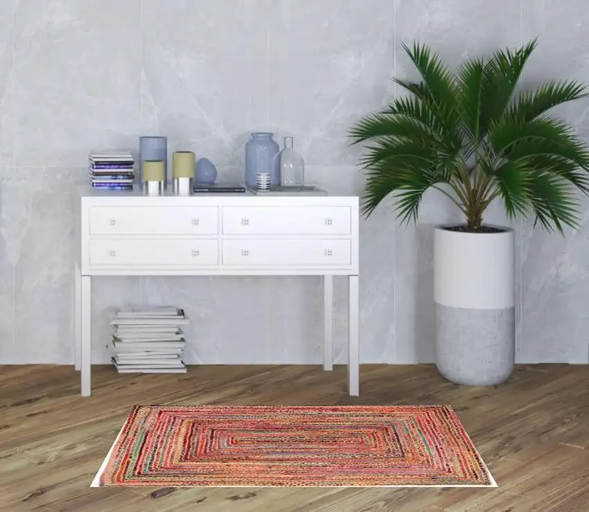 Tan Geometric Hand Braided Area Rug Photo 2