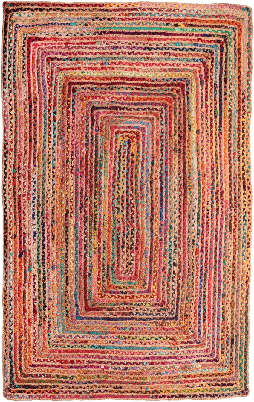 Tan Geometric Hand Braided Area Rug Photo 1